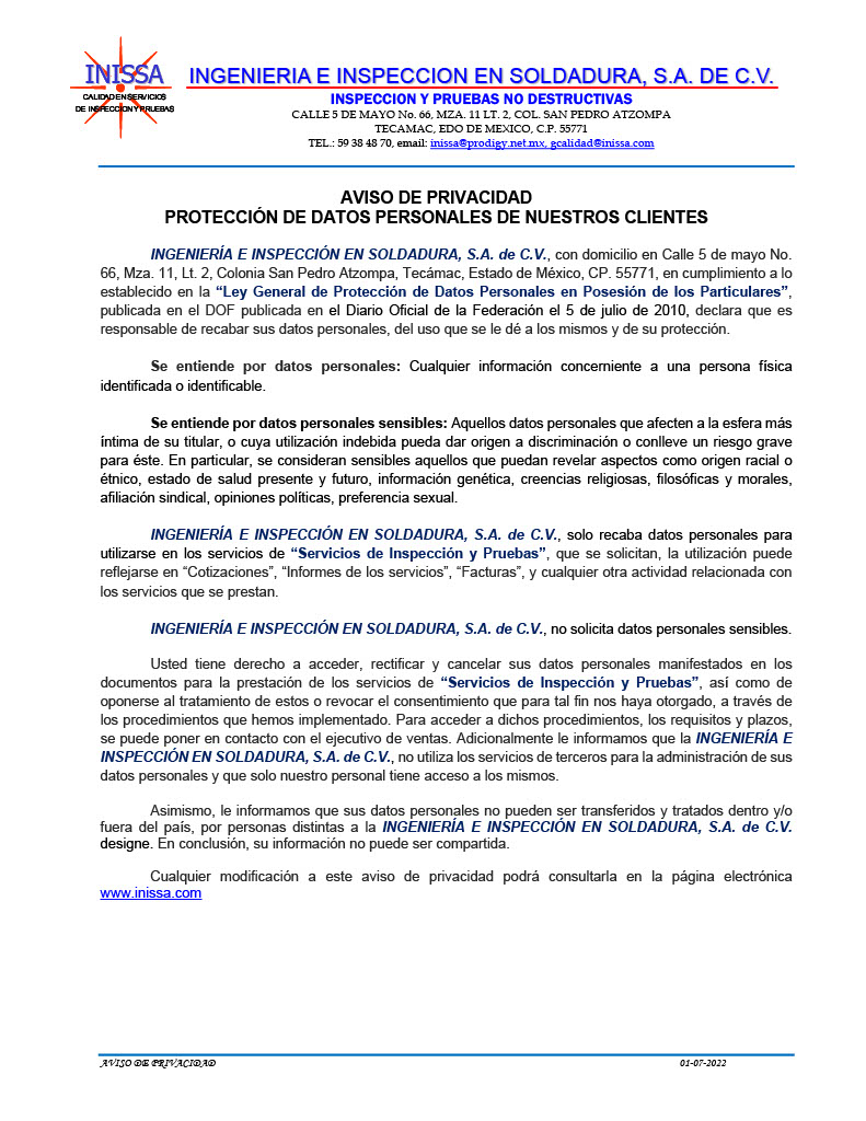 Aviso de Privacidad